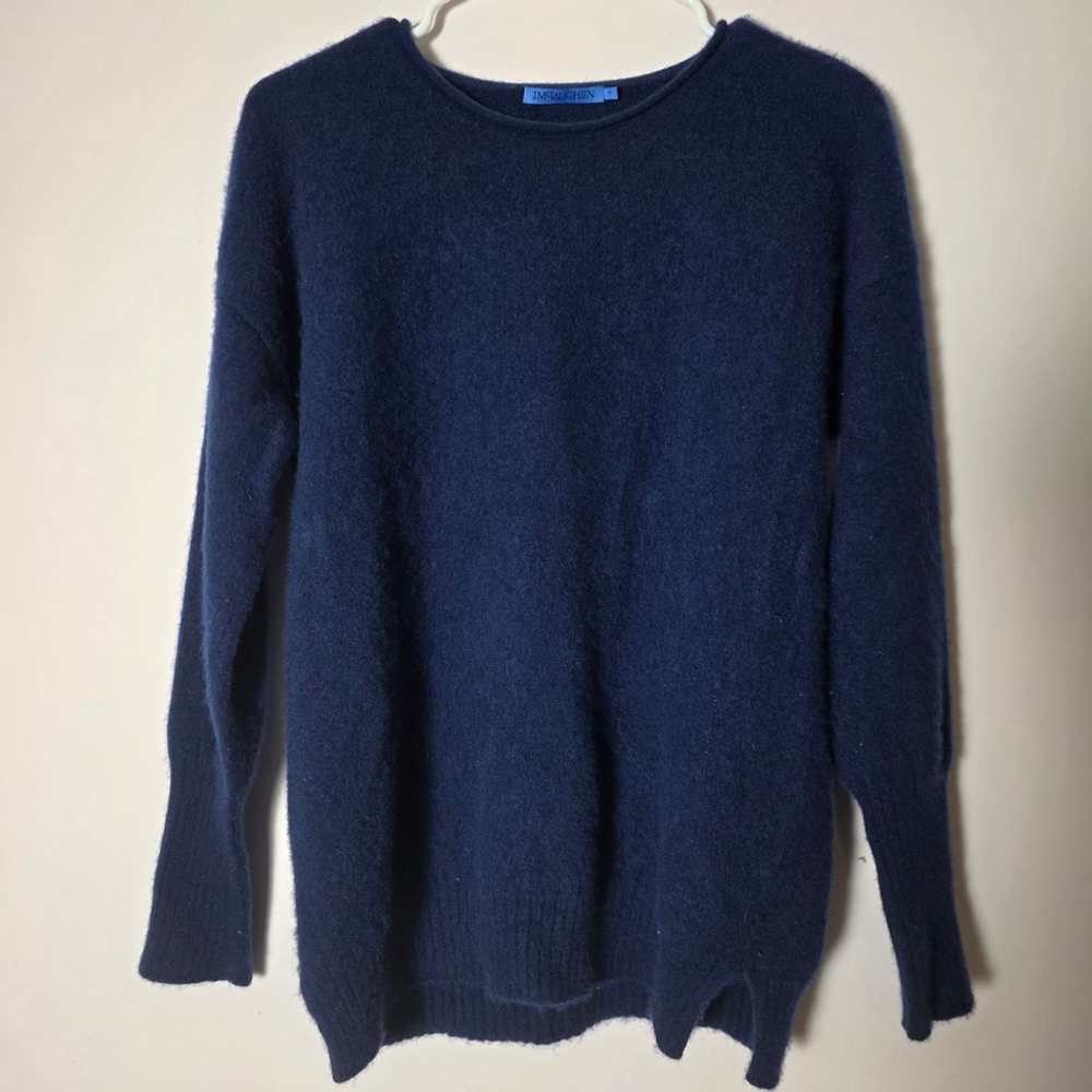 J. McLaughlin 100% Cashmere Sweater Women’s Medium Navy Crewneck Soft Classic